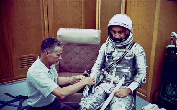 1961 - Astronaut Grissom dons spacesuit for Mercury-Redstone 4 mission