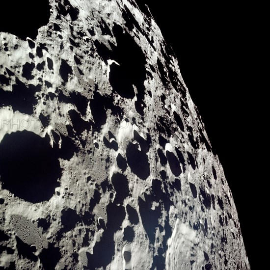 (20 July 1969) The rough terrain in this photograph is typical of the farside of the moon. This lunar picture was taken from the Apollo 11 spacecraft during the lunar landing mission.