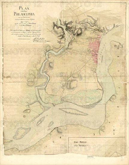 Vintage Maps / Antique Maps - Map of the city of Philadelphia and its environs shewing its defences during the years 1777 & 1778