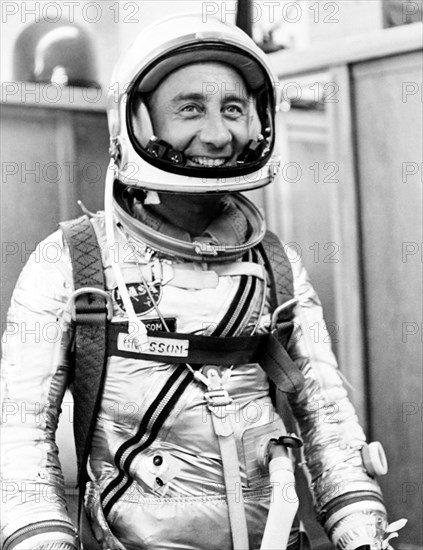 Astronaut Grissom dons spacesuit for Mercury-Redstone 4 mission