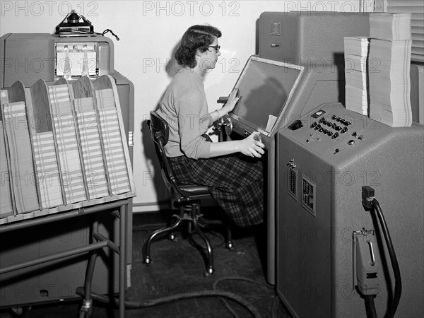 NACA Computer Operates an IBM Telereader ca. 1952