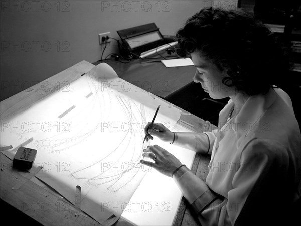 A female computer plotting compressor data in the Engine Research Building at the NACA’s Lewis Flight Propulsion Laboratory. ca. 1956