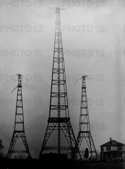 Government radio station towers in Arlington, Virginia ca. 1910-1915