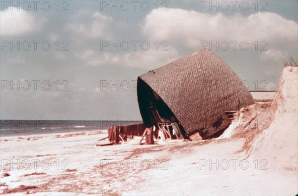 Remains of a house built on a concrete slabHome destroyed by Hurricane Eloise, a Category 3 storm