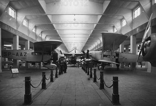 Air department of the International Exhibition of Communication and Tourism in Poznan. Planes visible in the foreground: PWS-20T with the registration mark SP-AAZ (left) and Lublin R-IX (right) ca. 1930