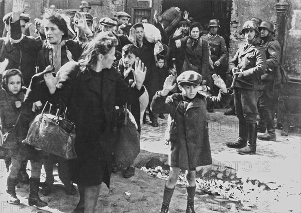 Polish Jews captured by Germans during the suppression of the Warsaw Ghetto Uprising (Poland) - Photo from Jürgen Stroop Report to Heinrich Himmler from May 1943.