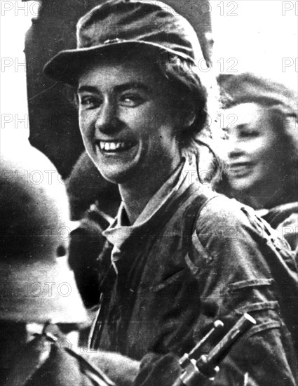 Henryka Zarzycka-Dziakowska (code name "Wladka") from "Parasol" Battalion after arriving in the city centre from the Old Town via the sewers ca. September 1944