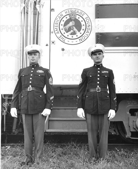 Photograph of Marines Standing Guard on the Freedom Train