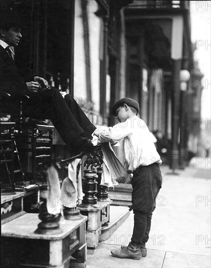 Michael Mero, Bootblack, 12 years of age, working one year of own volution. Don't smoke. Out after 11 P.M. on May 21. Ordinarily works 6 hours per day, May 1910