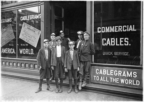 Postal Telegraph Messengers. Indiana has no age limit for messengers, August 1908