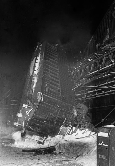 Elevated Car Falls to Street ca. February 1914