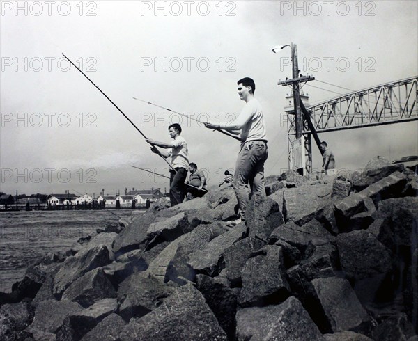 Fishing the Cape Cod Canal, Bourne, Massachusetts 8/26/1961
