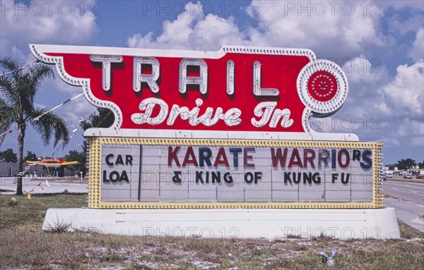 1980s United States -  Trail Drive-In Theater ticket booth Route 41 Sarasota Florida ca. 1980