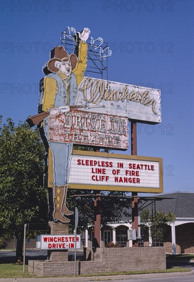 1990s United States -  Winchester Drive-In Theater sign; S. Western Avenue Oklahoma City Oklahoma ca. 1993