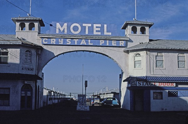 1980s United States -  Motel Crystal Pier entrance Pacific Beach California ca. 1985