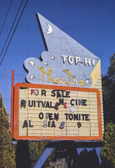 1980s United States -  Top-Hi Drive-In Theater sign R. 97 Toppenish Washington ca. 1987