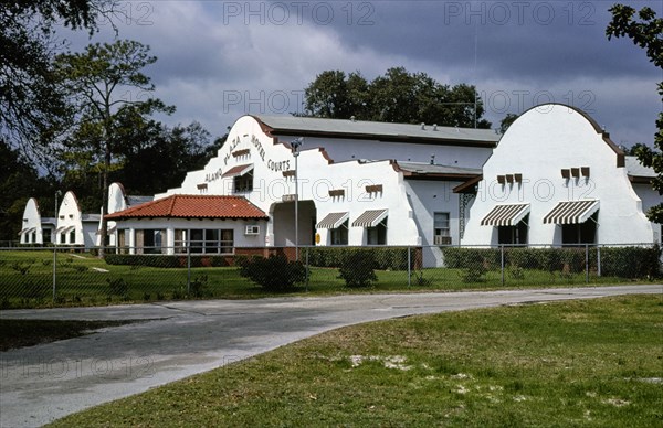 1970s United States -  Alamo Plaza Hotel Courts diagonal view from right Route 90 Gulfport Mississippi ca. 1979