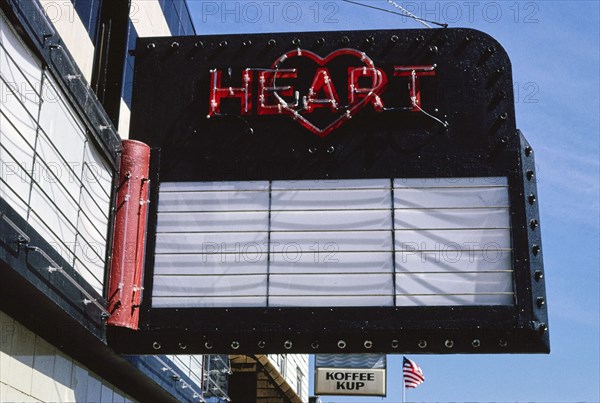 1990s United States -  Heart Theater marquee -  closer view -  Main Street -  Hartford -  Michigan ca. 1991