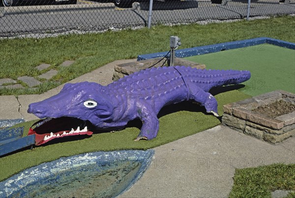 1980s United States -  Purple gator entire -  Jawor's Fun Golf -  Roseville -  Michigan ca. 1986