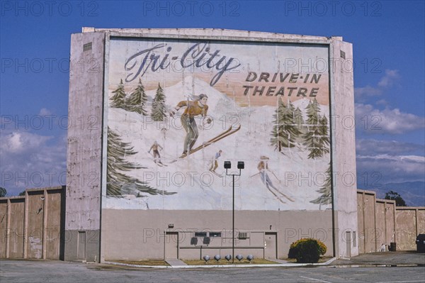 1990s United States -  Tri City Drive-In Theater straight-on view Redlands Boulevard Loma Linda California ca. 1991