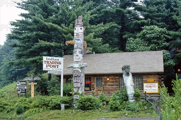 1970s United States -  Totem Pole, Trading Post, Route 6, Boiceville, New York 1976