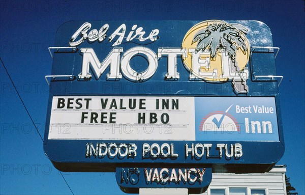 2000s United States -  Bel Aire Motel sign, Broadway, Missoula, Montana 2004