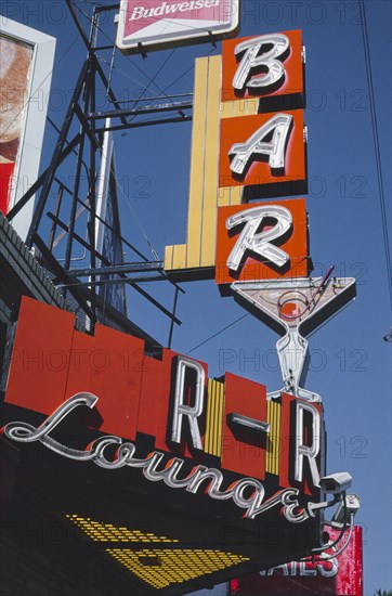 2000s America -  R-R Lounge sign, Aurora, Colorado 2004