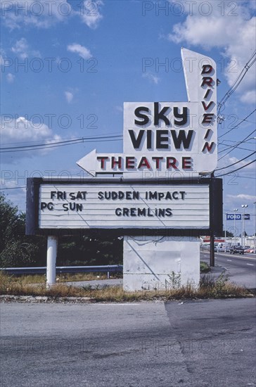 1980s America - Skyview Drive-In, Route 28, Brockton, Massachusetts 1984