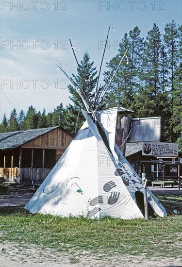 1980s America -  Montana Fur Trading Co, Route 2, Hungry Horse, Montana 1987