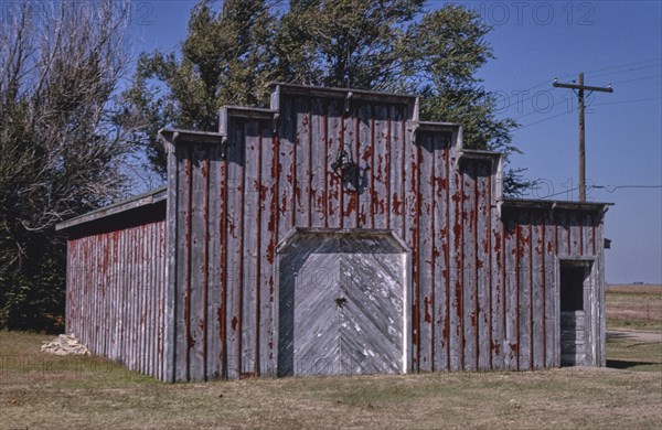 1990s America -   Old wood fire department building in Burketown, Greensburg, Kansas 1993