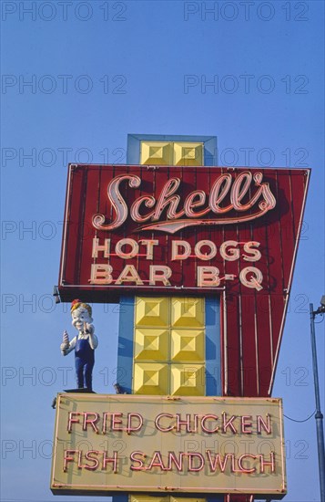 1980s America -  Schell's Restaurant sign, Reading, Pennsylvania 1984