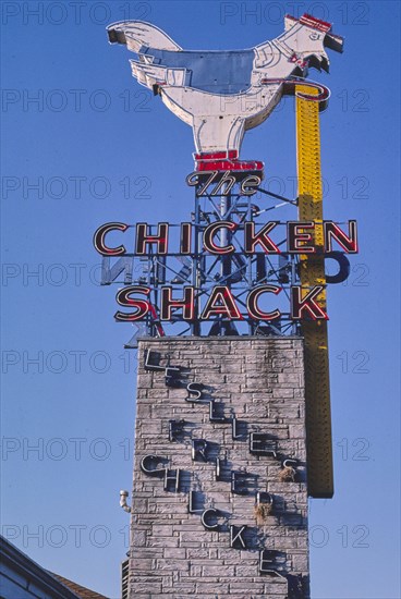 1980s America -  The Chicken Shack sign, Waco, Texas 1982