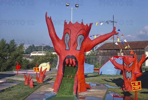 1980s America -  Sir Goony mini golf, six, enchanted forest overview, Chattanooga, Tennessee 1986