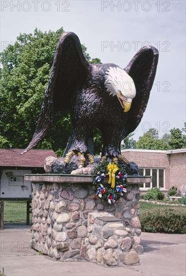 2000s United States -  Veteran's memorial, City Hall (1851-1852), Parks Falls, Wisconsin 2003