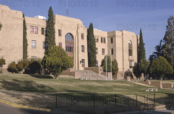 1990s United States - Grant County Courthouse, diagonal, Copper Street, Silver City, New Mexico 1991
