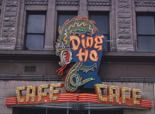 1980s America -  Ding Ho Restaurant sign, Salt Lake City, Utah 1980