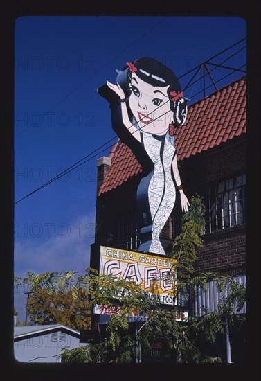 1980s America -  China Garden Cafe sign, Cedar City, Utah 1987