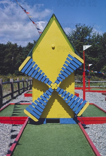 1980s America -  Hole in One mini golf, pinball Route 1, Waldoboro, Maine 1984
