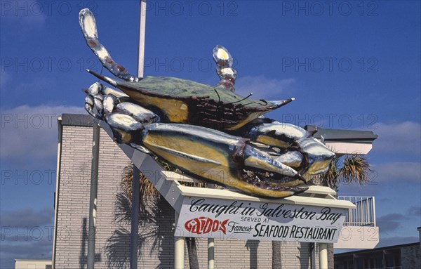1980s America - Gaido's Restaurant sign, Galveston, Texas 1986