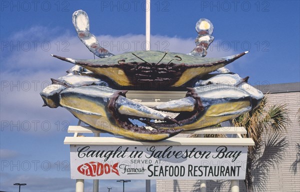 1980s America - Gaido's Restaurant sign, Galveston, Texas 1986
