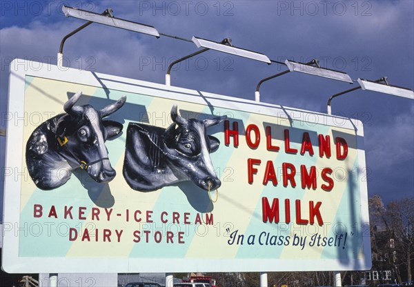 1980s America -  Holland Farms Dairy sign, Yorkville, New York 1987