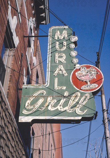 1980s United States -  Mural Grill sign, Pittsburgh, Pennsylvania 1989