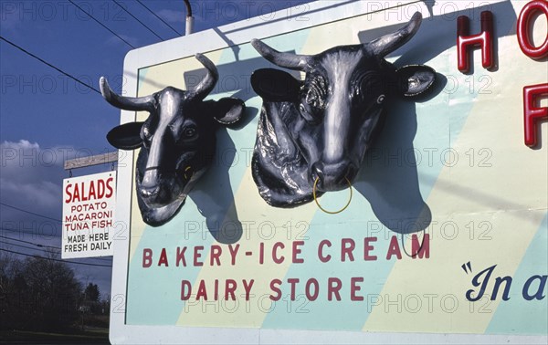 1980s America -  Holland Farms Dairy sign, Yorkville, New York 1987