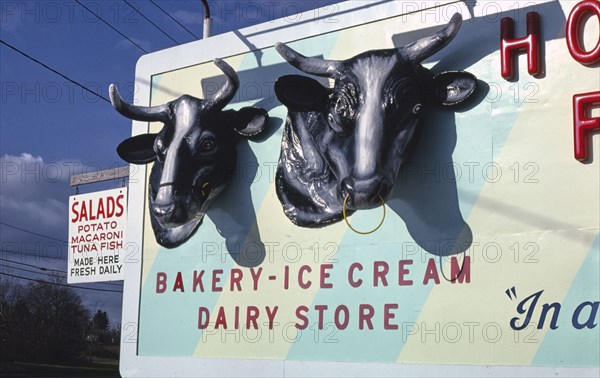 1980s America - Holland Farms Dairy sign, Yorkville, New York 1987