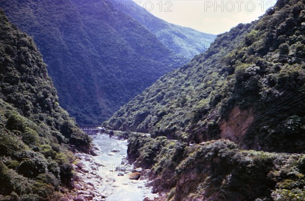 Rushing waters in Taroko Gorge in Taiwan ca. 1973