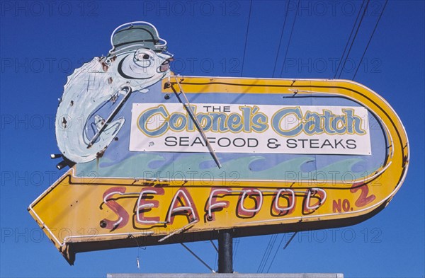 1980s America -  Colonel's Catch sign, High Point, North Carolina 1982