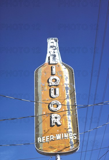 1970s America -  Liquor store sign, Bossier City, Louisiana 1979