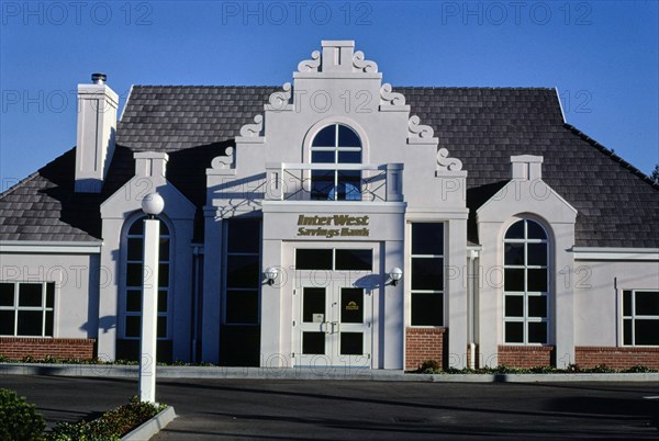 1980s United States -  Interwest Savings Bank, close, Front Street, Lynden, Washington 1987