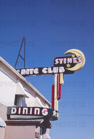 1980s America -  Stine's Nite Club sign, Malta, Montana 1987