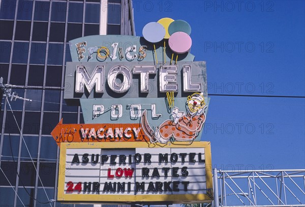 1980s United States -  Frolics Motel sign, Route 1, Miami, Florida 1980